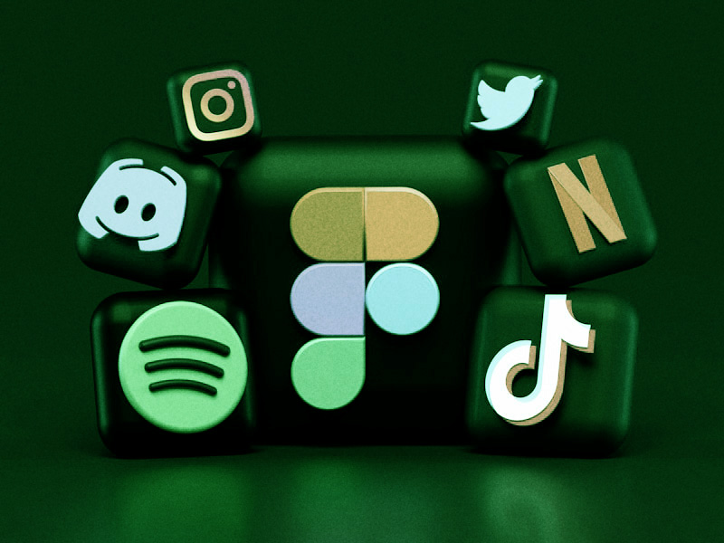 social media icons illustrated in soft rounded 3D format